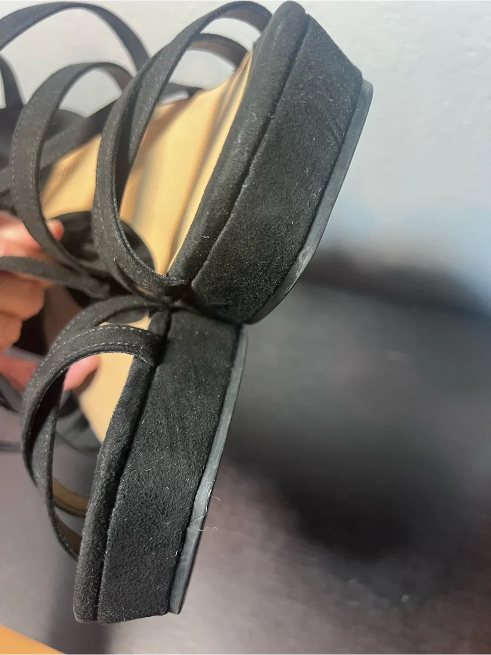 Torrid Black Strappy Square Toe Wedge Size 10 WWW